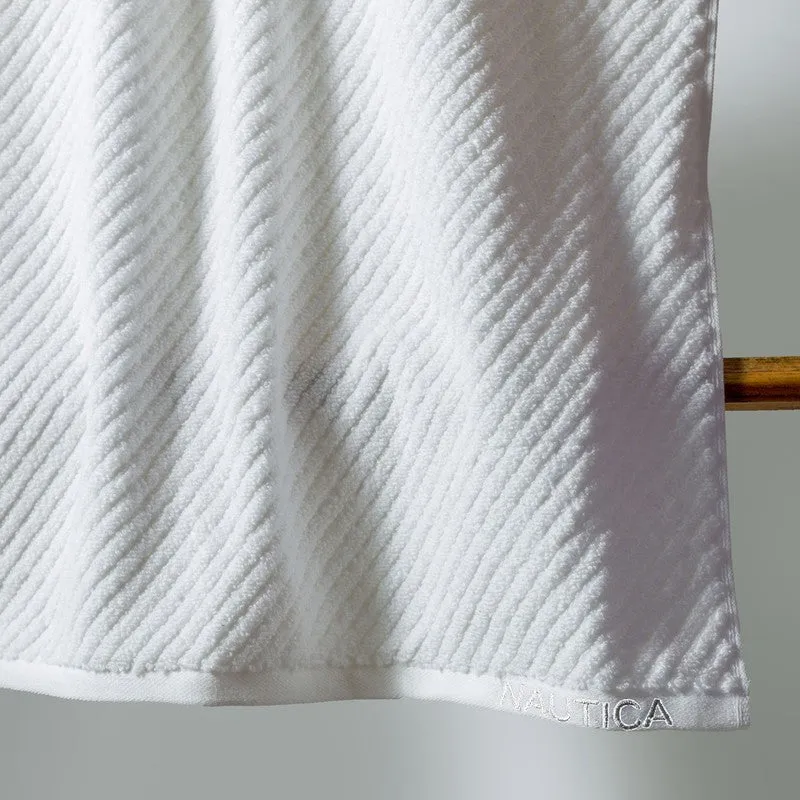 Nautica Riviera Soft Cotton Bath Towel (White & Grey) - Set Of Two media 5