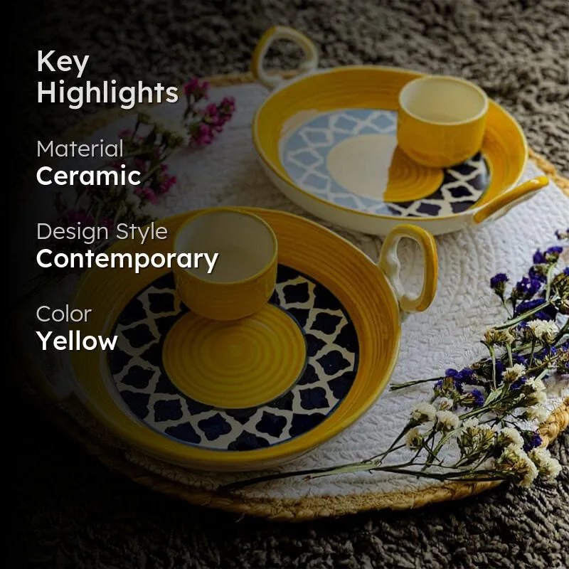 Alkina Ceramic Platter Yellow - Set of Two media 2