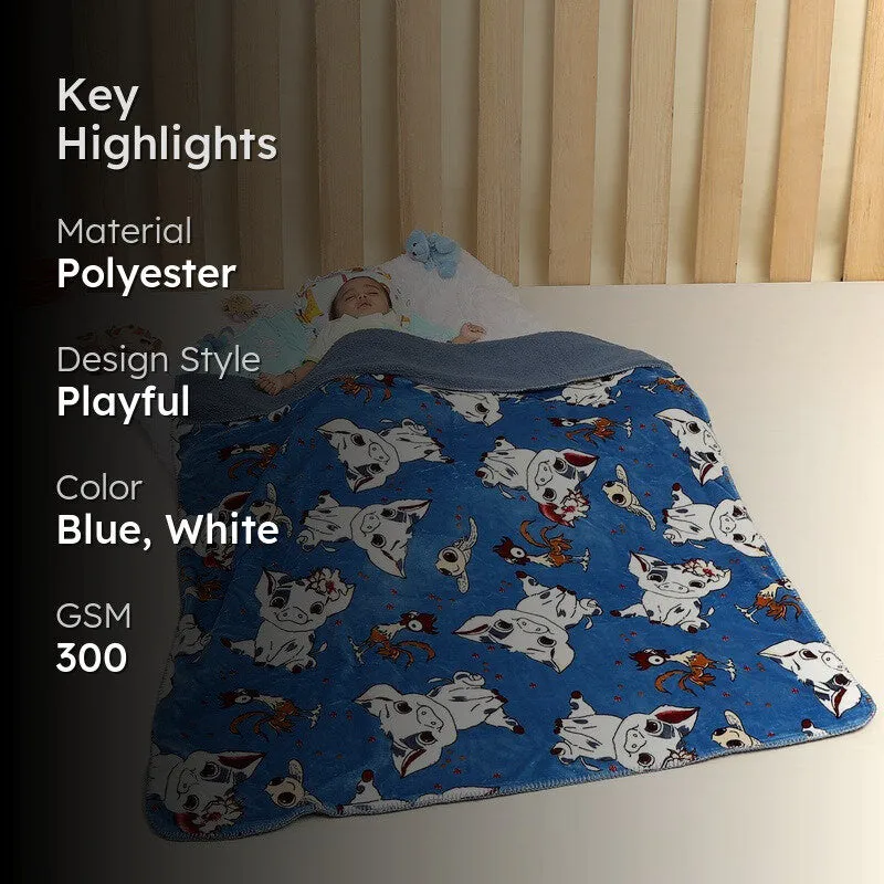 Monte Carlo Whimsical Cow Kids Blanket (Blue) - 300 GSM media 2