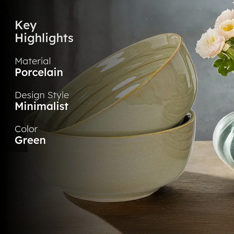 Lilyvein Porcelain Serving Bowl (Green/1000 mL) - Set Of Two media 2