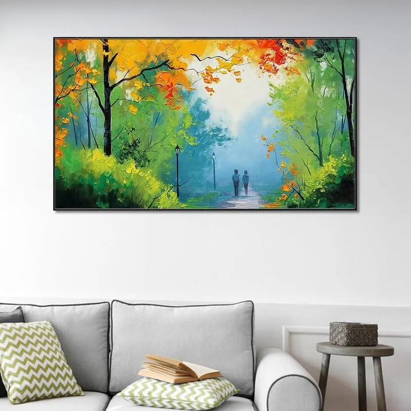 Misty Forest Walk Canvas Wall Painting With Frame media 3
