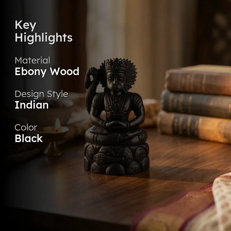 Lord Hanuman Divine Ebony Wood Idol media 2
