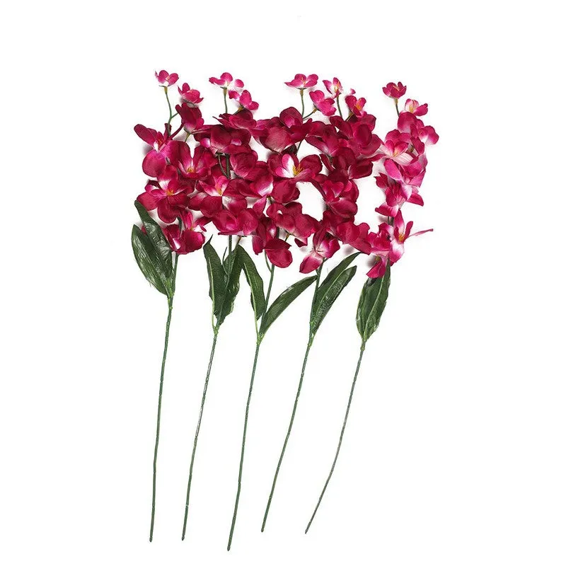 Decorative Fabric Artificial Orchid Flower (Purple) - Set Of Five media 5