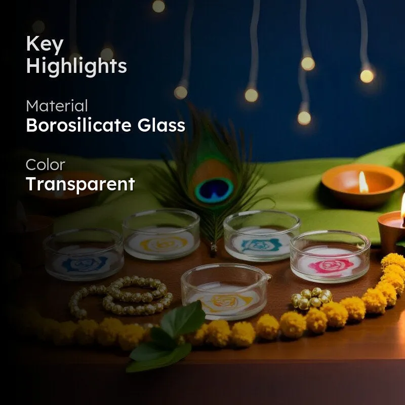 DivineGlow Traditional Borosilicate Glass Diya - Set Of Seven media 2