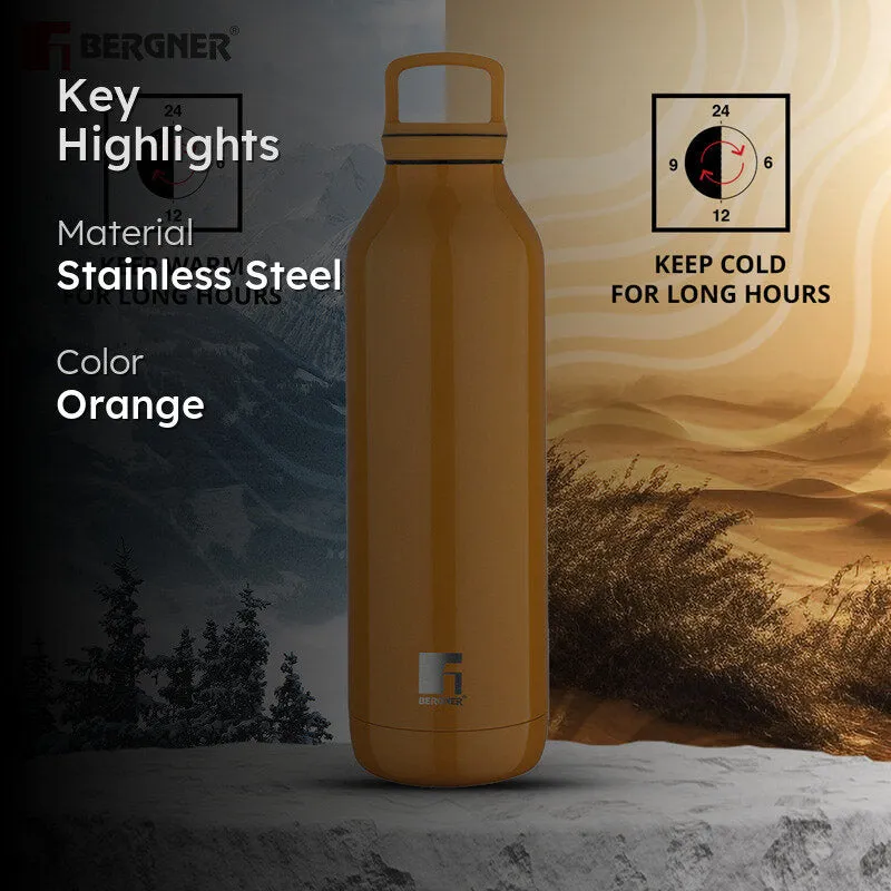 Bergner Walking Daisy Droplet Thermosteel Hot And Cold Flask (Orange) - 525 mL media 2