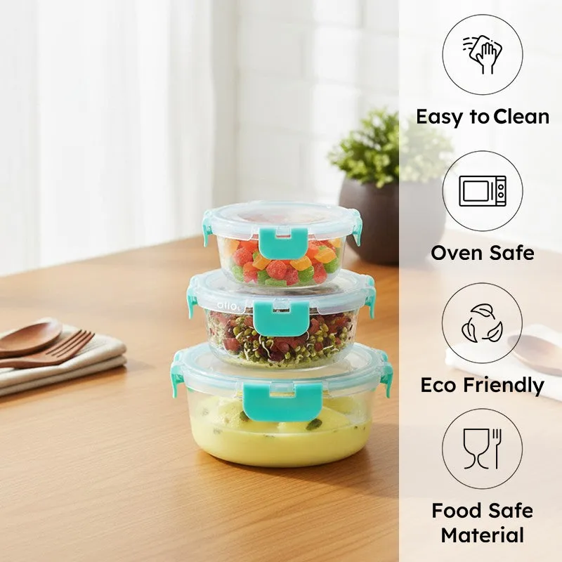 Grabzo Leak Proof Glass Lunch Box - Set Of Three media 1