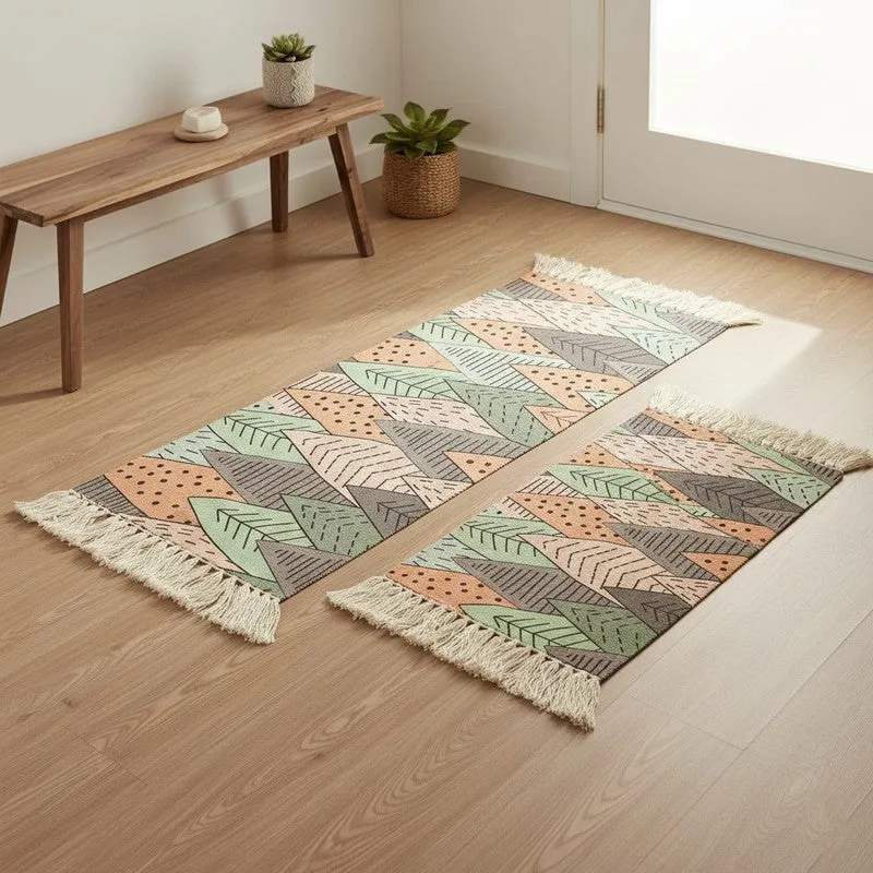 Botanical Geometric PET Runner Rug  - Set of Two media 1