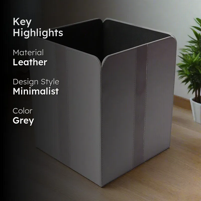 Veltrix Faux Leather Dust Bin - Grey media 2