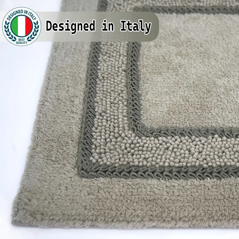 Close-up of the mat showing a soft pile and layered geometric border