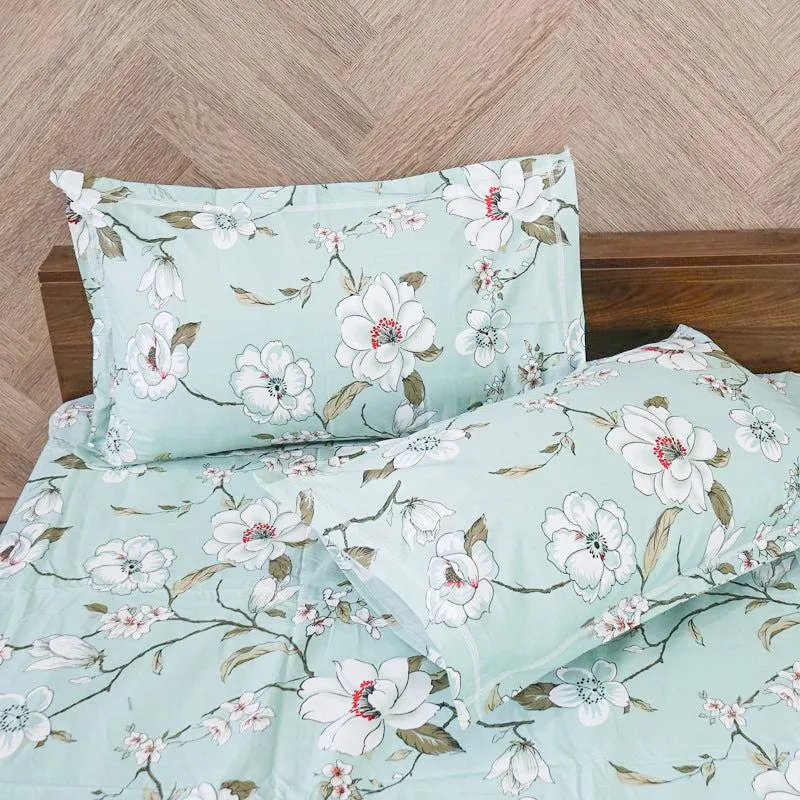 Advina Floral Bedhseet - Green Cotton Bedsheet - 180 TC media 4