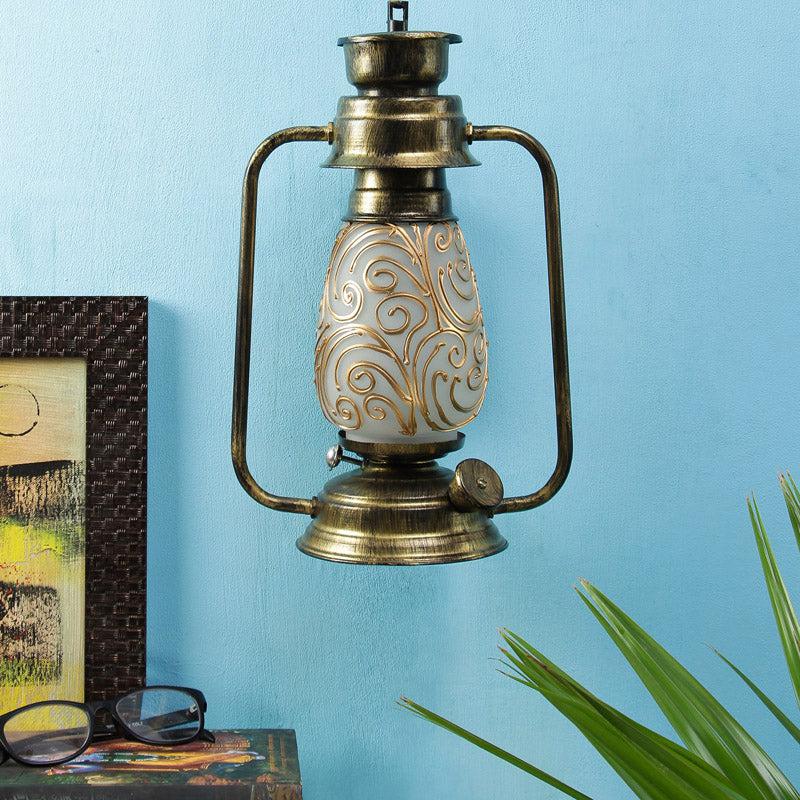 Saagar Mosaic Lantern Iron Wall Lamp - Gold media 3