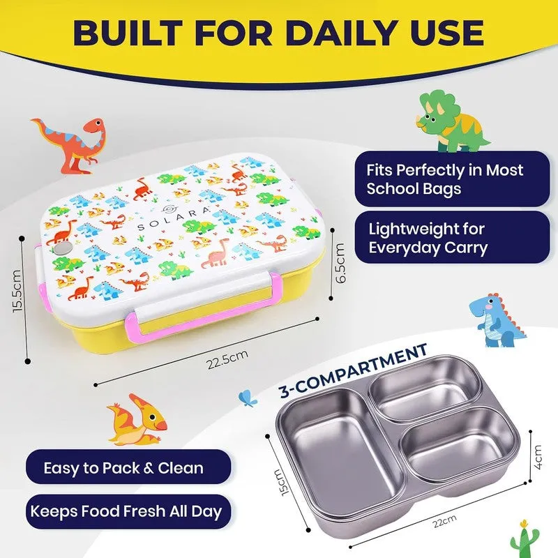 Solara Brewora Dino Lunch Box (Yellow,White) - 1000 ML media 15