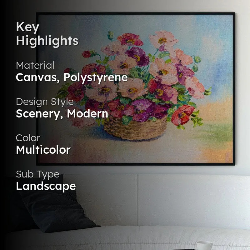 Sunset & Mountains Range Canvas Painting - Black Frame media 2