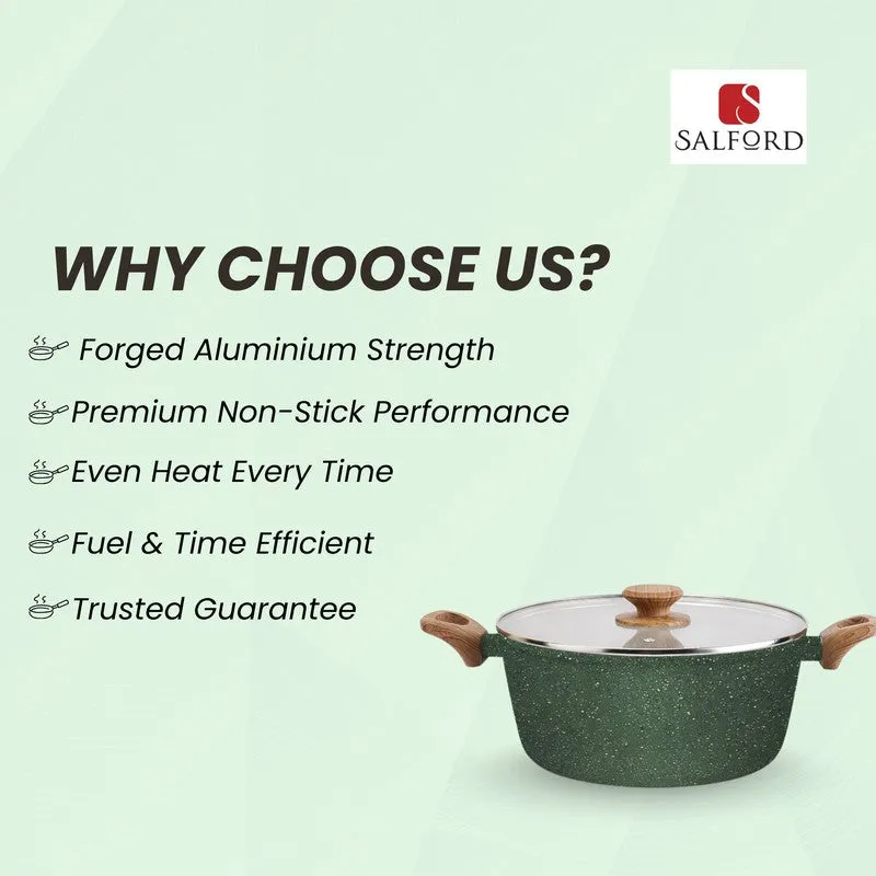 Salford Forged Non Stick Casserole with Glass Lid (Moss Green) - 4400 mL media 10