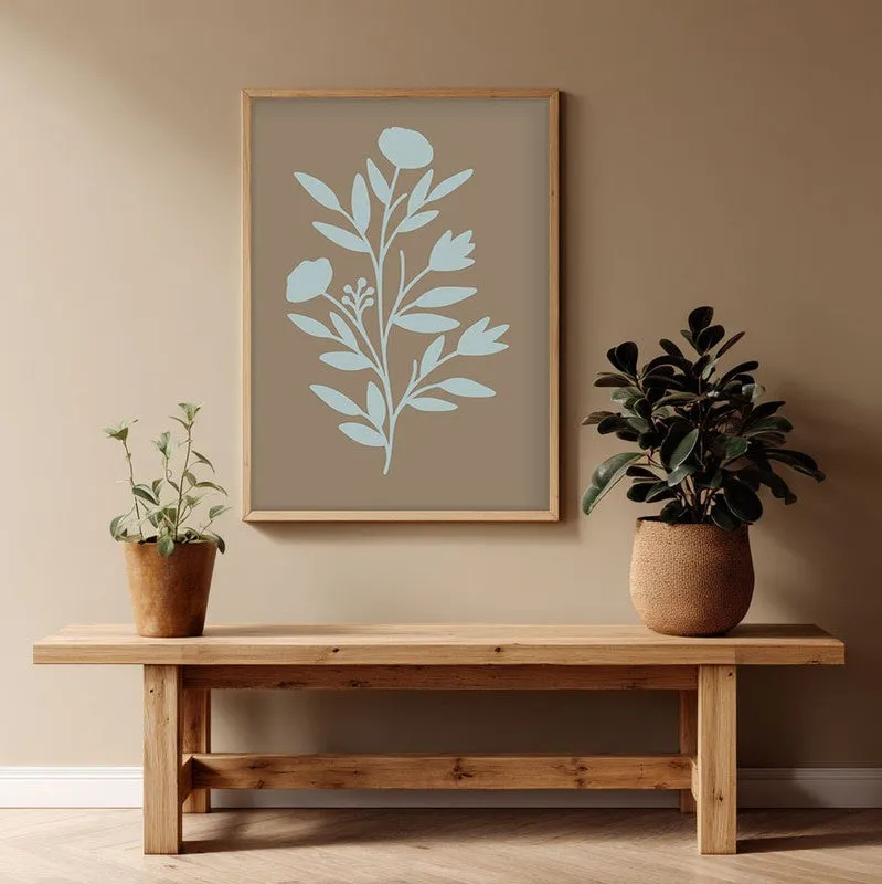 Coastal Flora Canvas Wall Painting With Brown Frame media 1