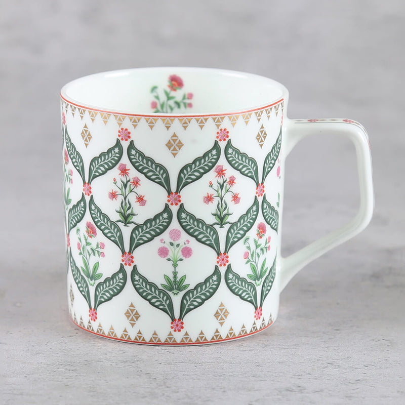 India Bone China Tea Cup (220 mL Each)/Green,Ivory)-  Set of Six media 4