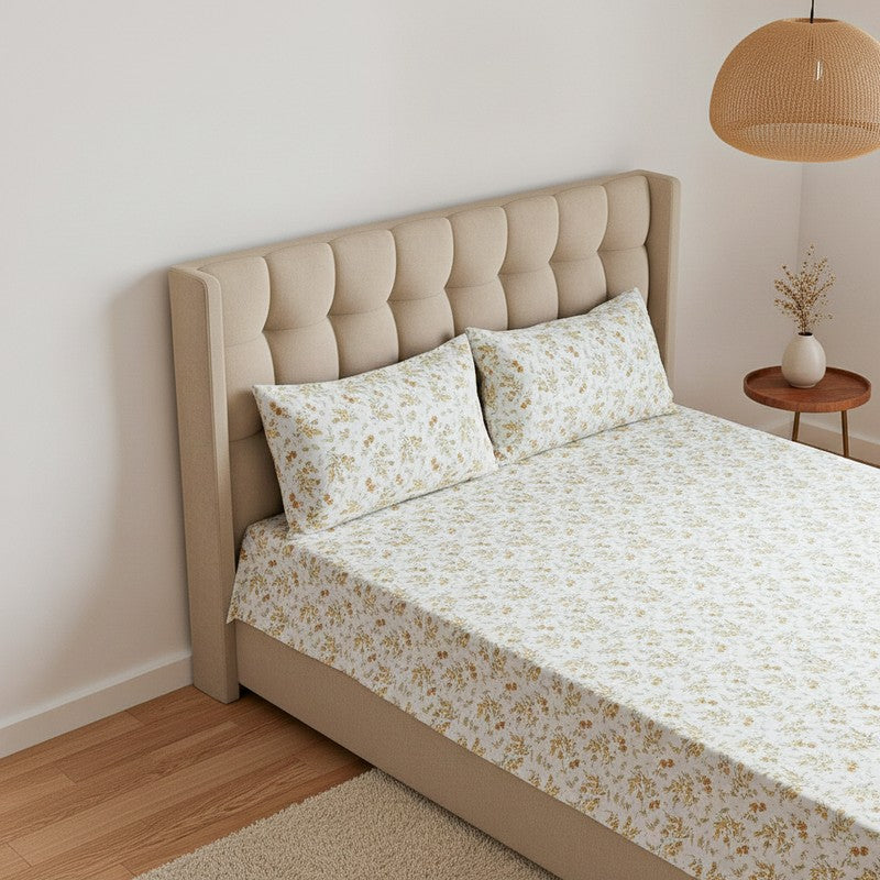 Peila Floral Cotton Bedsheet (Green) - 180 TC media 3