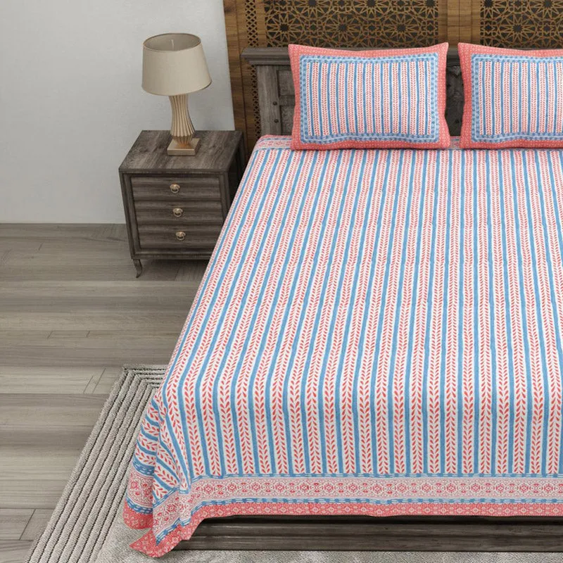 Formis Cotton Bedsheet (Orange,Blue) - 240 TC media 3