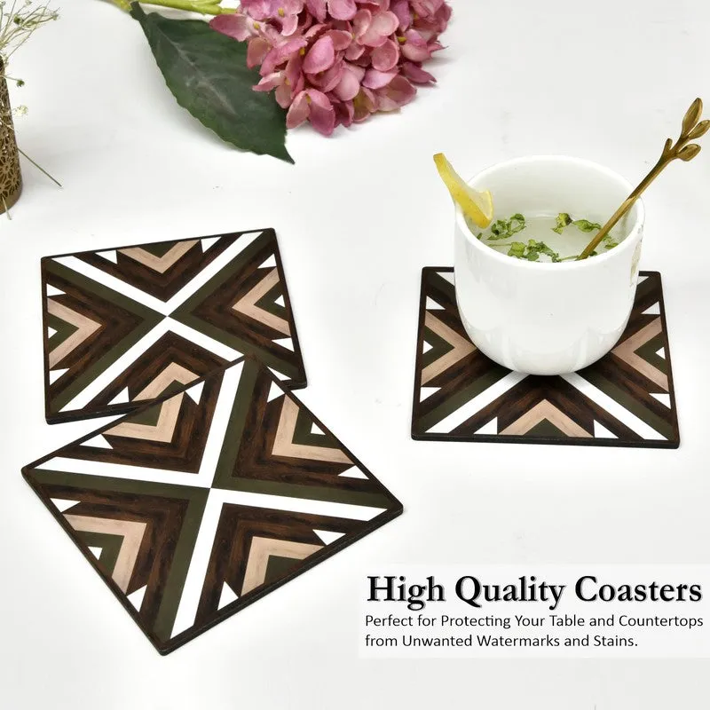 Rustic Square Wooden Coasters with Holder - Seven Piece Set media 4