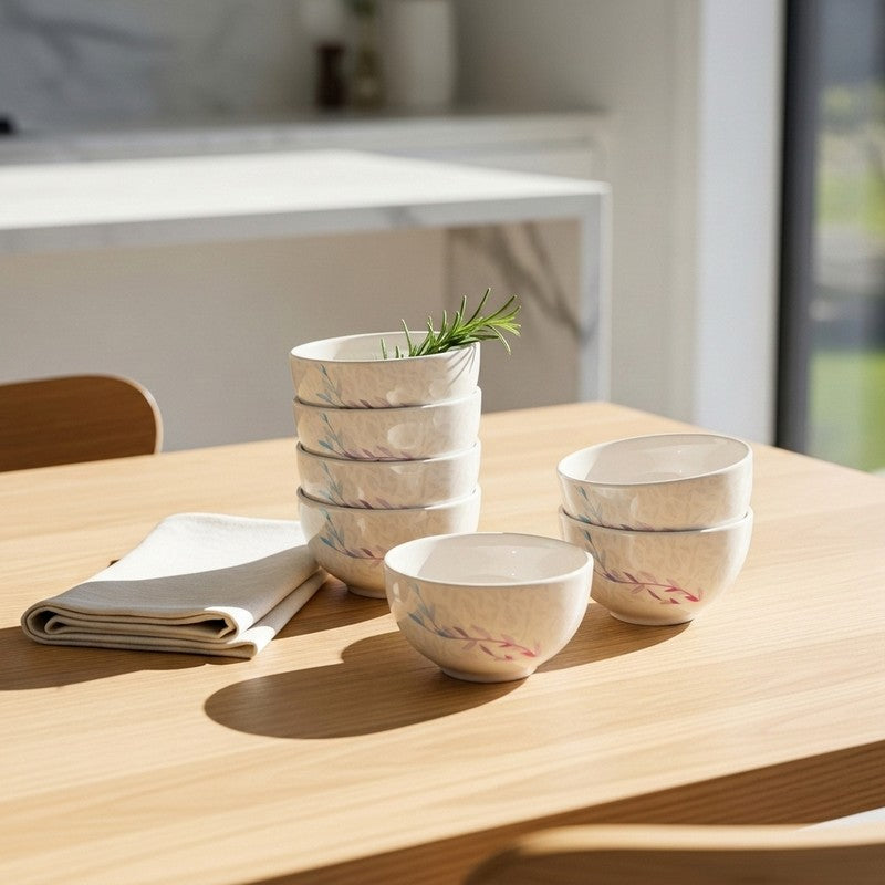 Ivy Leaf Melamine Snack Bowls (140 mL Each) - Set of Six - 140 mL