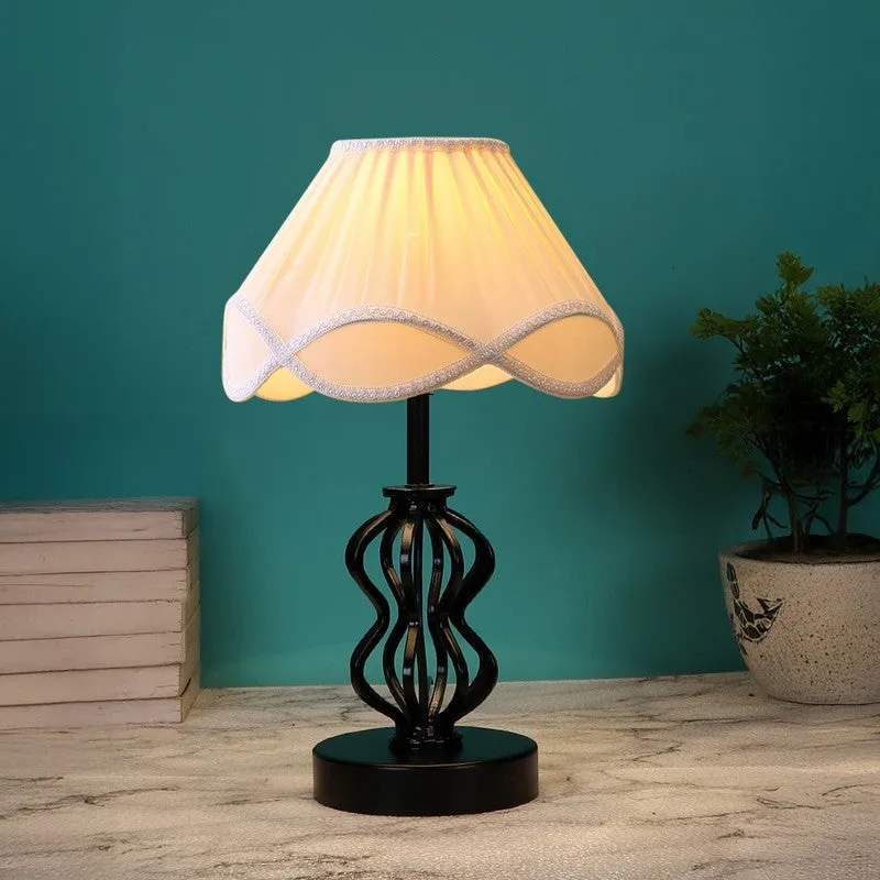 Auralinea Cotton Table Lamp With Wooden Base - Ivory media 3