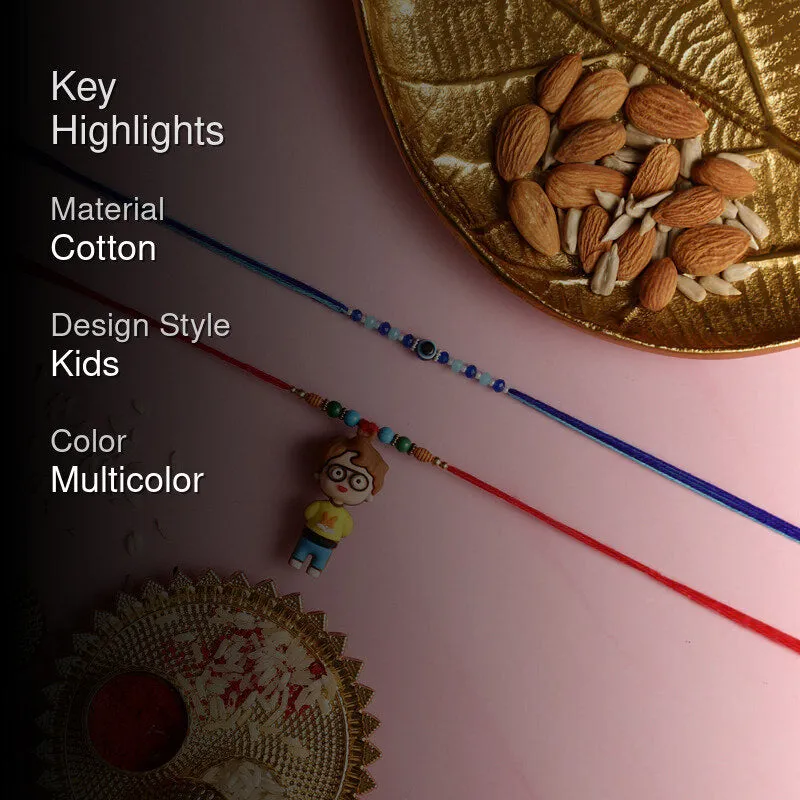 Nazar I Rakhi with Roli Chawal - Three Piece Set media 2