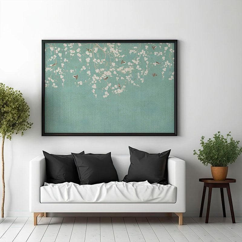 Vintage Birds On Branches Painting - Black Frame