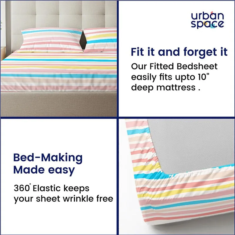 Urban Space Multi-Colour Stripes Cotton Bedsheet (Pastel)(200) - 200 TC media 10