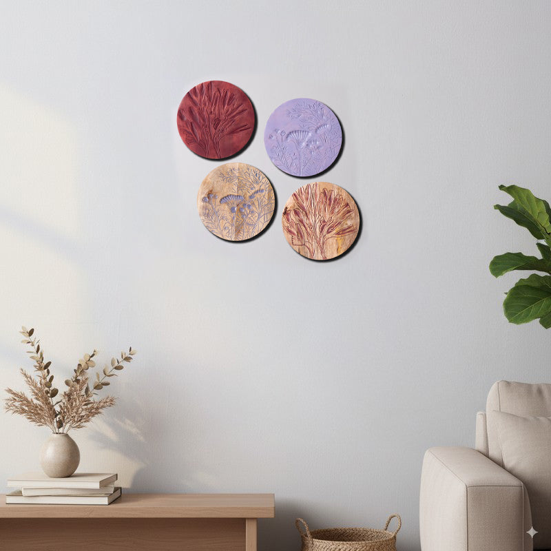 Rustic Reverie Wooden Wall Plates - Set Of Four