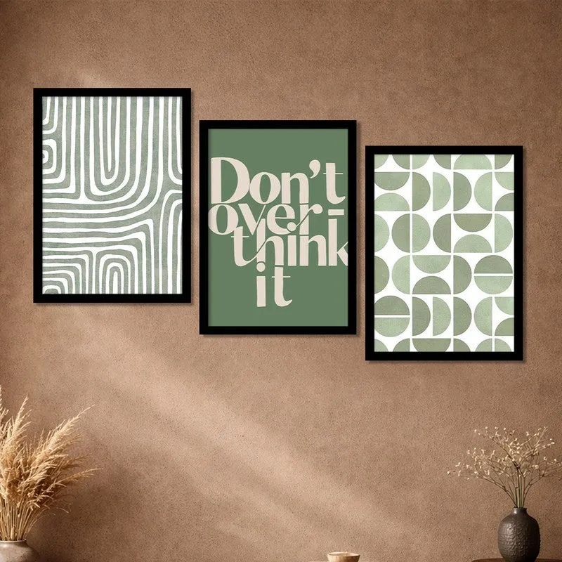 Dont Over Think It Paper Wall Painting With Frame - Set Of Three media 6