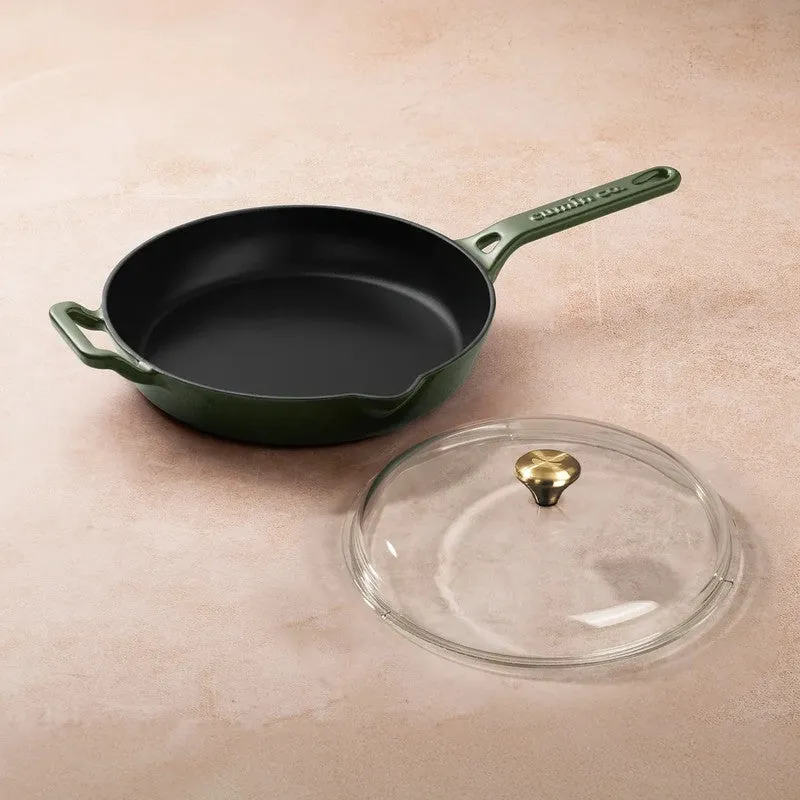 Cumin Co Enamel Cast Iron Frying Pan (1900 mL/Glass Lid) - Green media 5