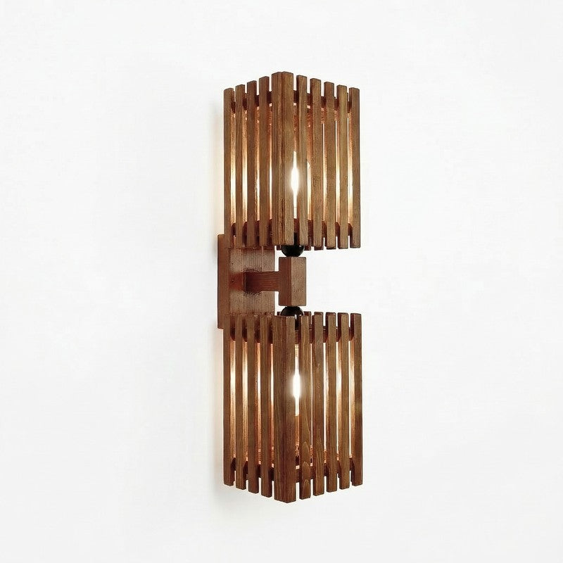 ParallelGlow Wooden Wall Lamp - Brown media 5