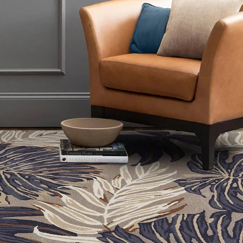 Elendil Hand Tufted Floral Wool & Nylon Carpet - Navy Blue media 8