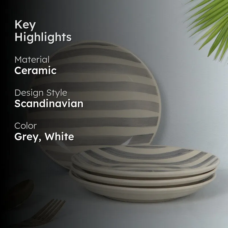Cuisia Ceramic Quarter Plates(Grey,White) - Set Of Four media 2