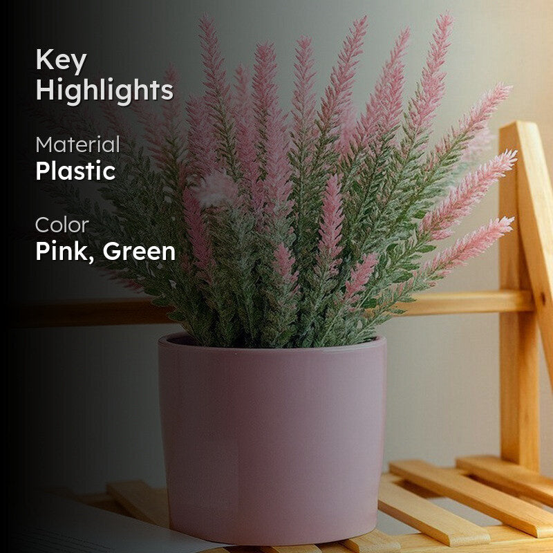 Faux Plastic Artificial Lavender Floral Stick - Pink & Green media 2