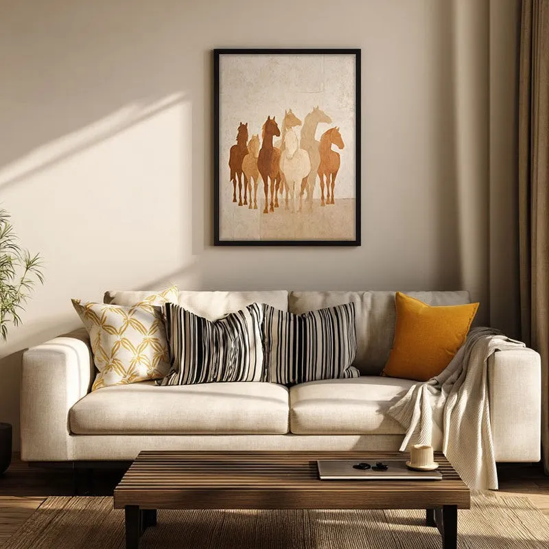 Desert Horse Silhouettes Wall Painting With Black Frame media 5