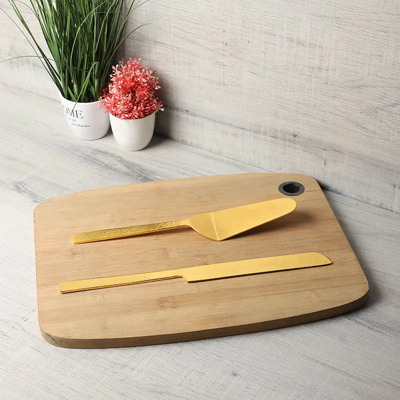 Velvessa Stainless Steel Cake Server Set (Gold) - Set Of Two media 1