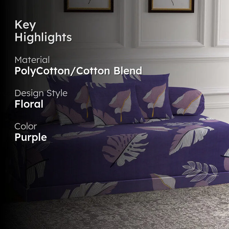 Purple Monstera Diwan Set - Six Piece Set media 2