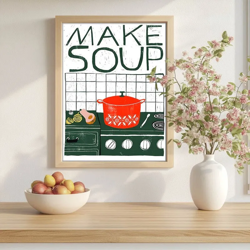 Make Soup Archival Canvas Wall Art - Brown media 1