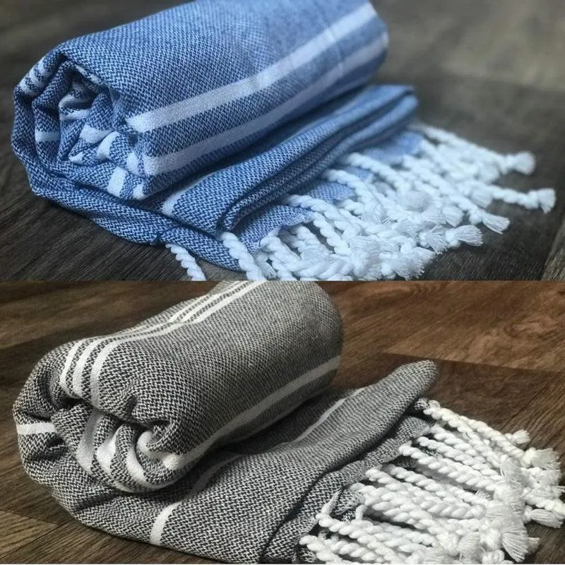 Rodgo Bath Towel (Blue & Grey) - Set Of Two media 1