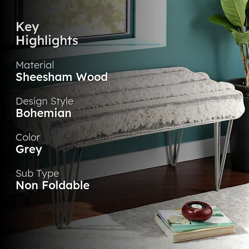 Exavo Sheesham Wooden Bench - Grey media 2