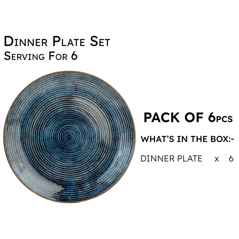 Meghneel Handmade Dinner Plate (Blue) - Set of Six media 3
