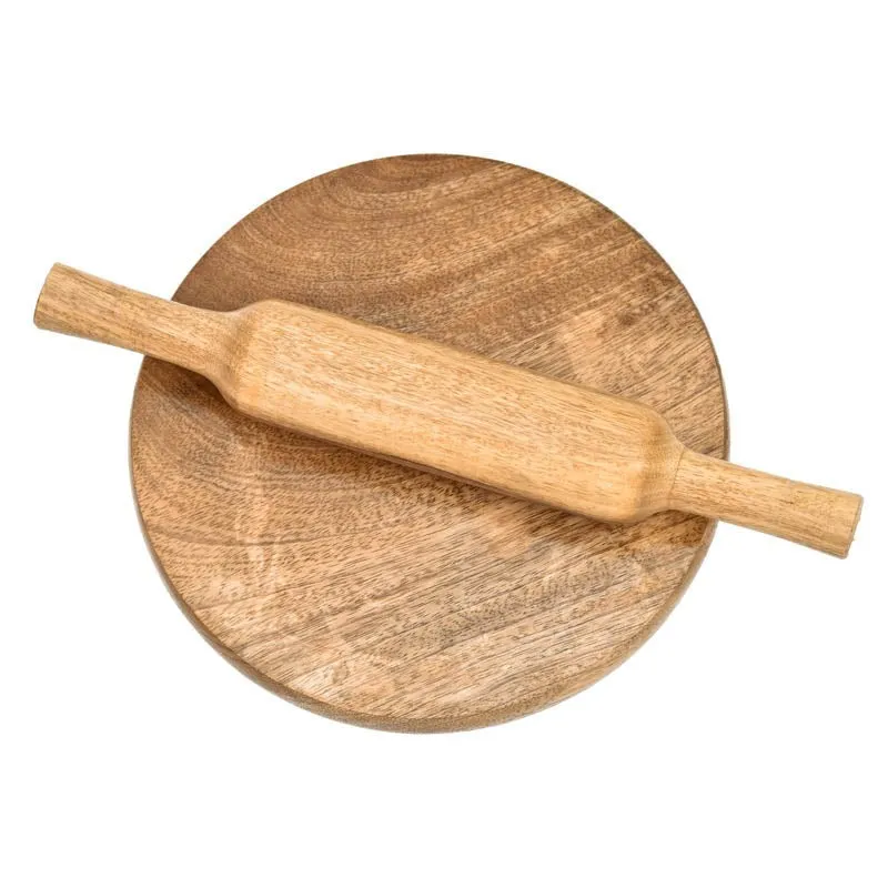 Ashra Wood Rolling Pin With Board - Set Of Two media 3