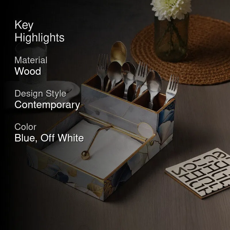 Rosy Wooden Cutlery & Tissue holder media 2