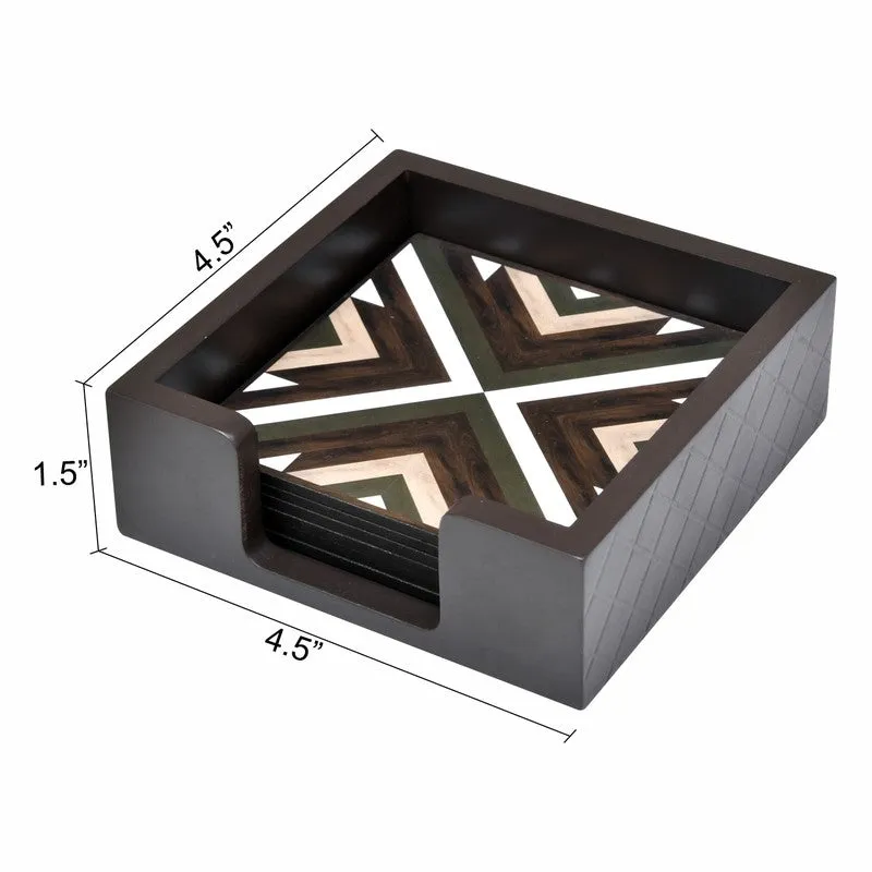 Rustic Square Wooden Coasters with Holder - Seven Piece Set media 8