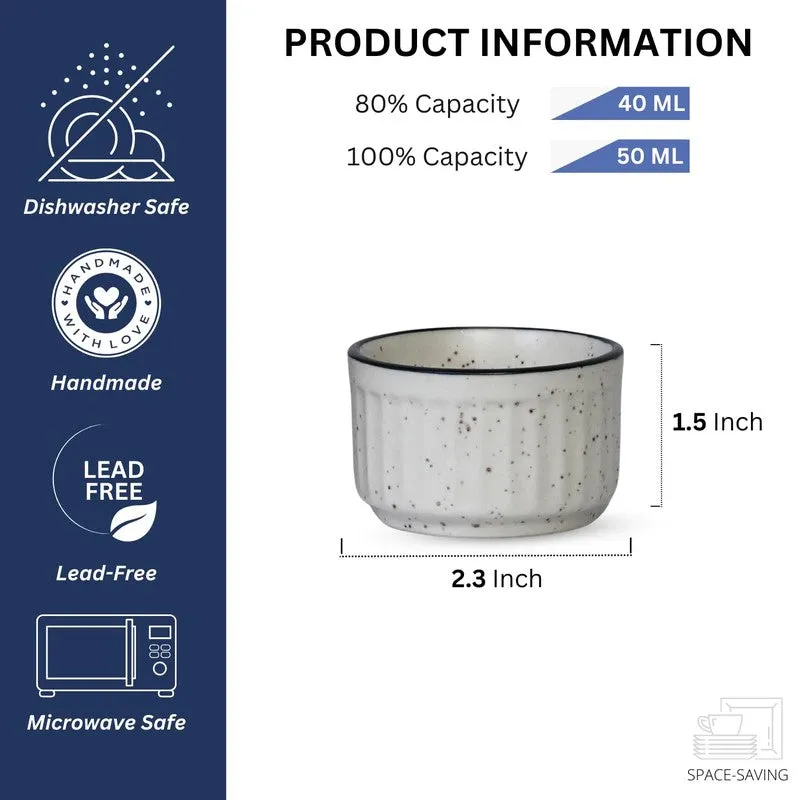 Virelle Ceramic Dip Bowls (White ,50 mL Each) - Set Of Six media 8