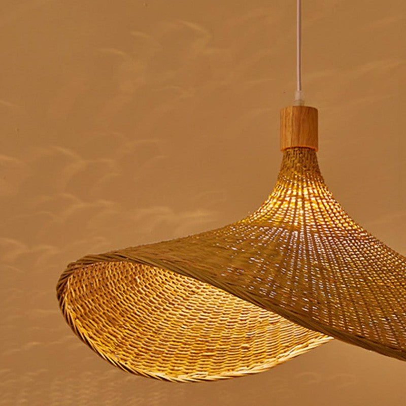 Sunhat Weave Bamboo Cane Ceiling Lamp media 5