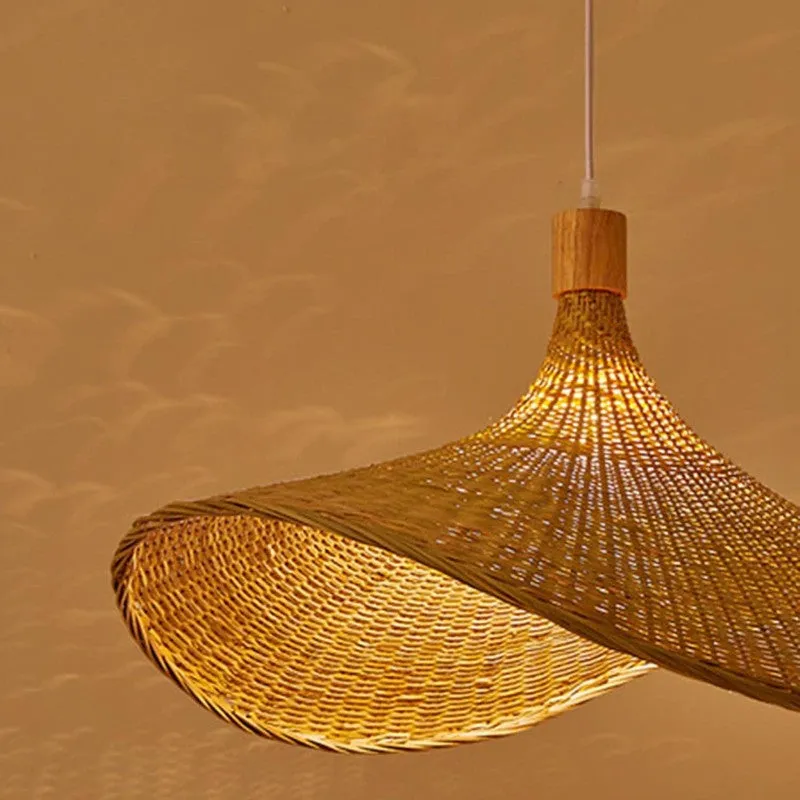 Sunhat Weave Bamboo Cane Ceiling Lamp media 5