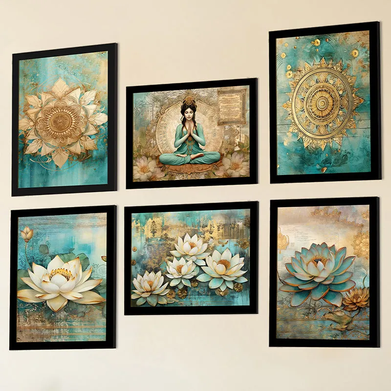Lotus & Meditation Wall Art - Set Of Six media 5