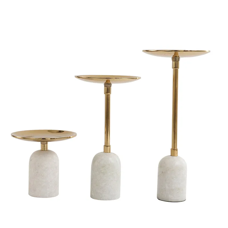 Obra Pillar Candle Holder (Gold & Beige) - Set Of Three media 4
